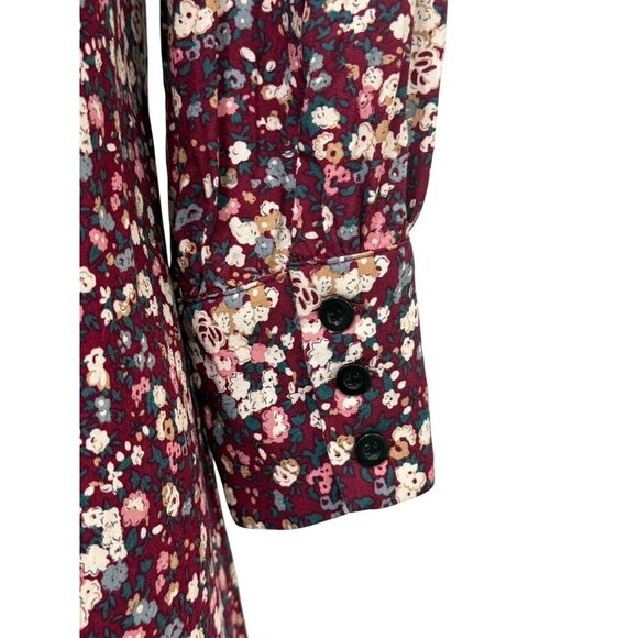 Natural Life Twiggy Mini Shirt Dress Burgundy Floral 3/4 Sleeve Boho EUC Size M - Picture 6 of 9